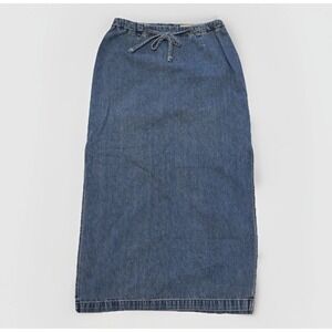 London Jean Women's Denim‎ Maxi Skirt-Sz 4P-Med Wash-Vintage-Boho-Cottagecore